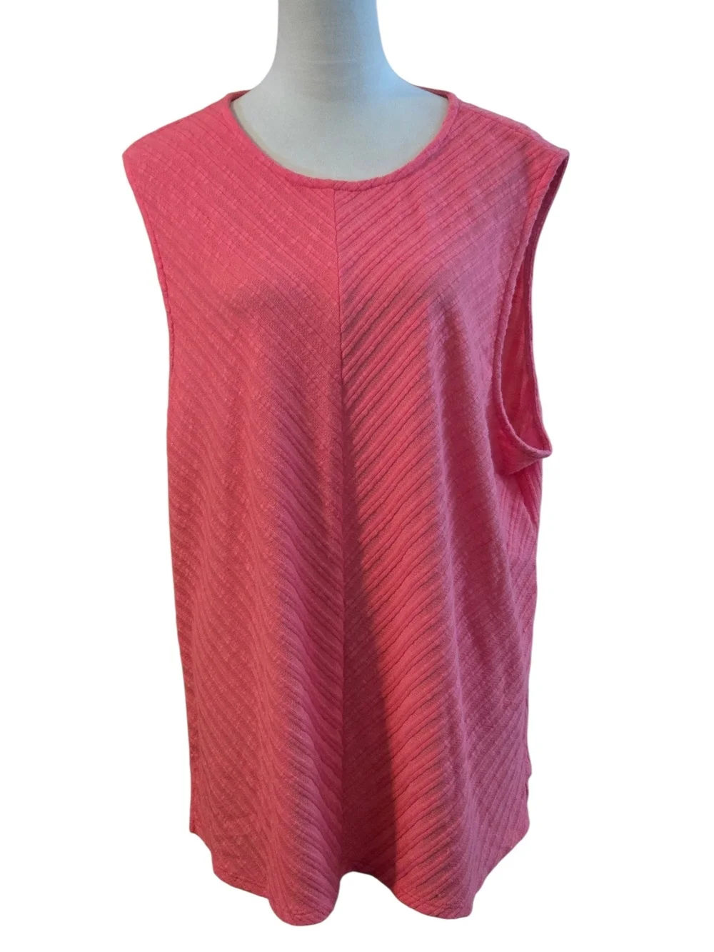 N Touch 2 pc Womens 2X Open Front Coral-Pink Textured Oversized Cardigan & Shell
